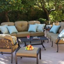 Darlee Elisabeth 6-Person Cast Aluminum Deep Seating Patio Conversation Set With Ice Bucket Insert