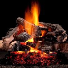 Hargrove 24-Inch Rustic Timbers Vented Natural Gas Log Set With E-Burner - Match Light image