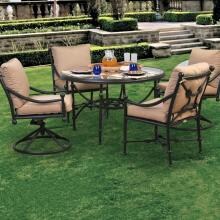 Caluco Origin 4-Person Cast Aluminum Patio Dining Set With Glass Top Table - Espresso