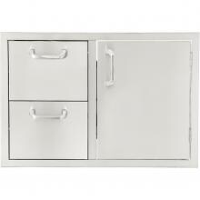 BBQGuys.com Kingston Series 30-Inch Stainless Steel Right-Hinged Access Door & Double Drawer Combo image