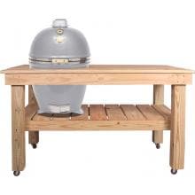 Grill Dome Infinity Series XL Kamado Grill On Cypress Table - Silver