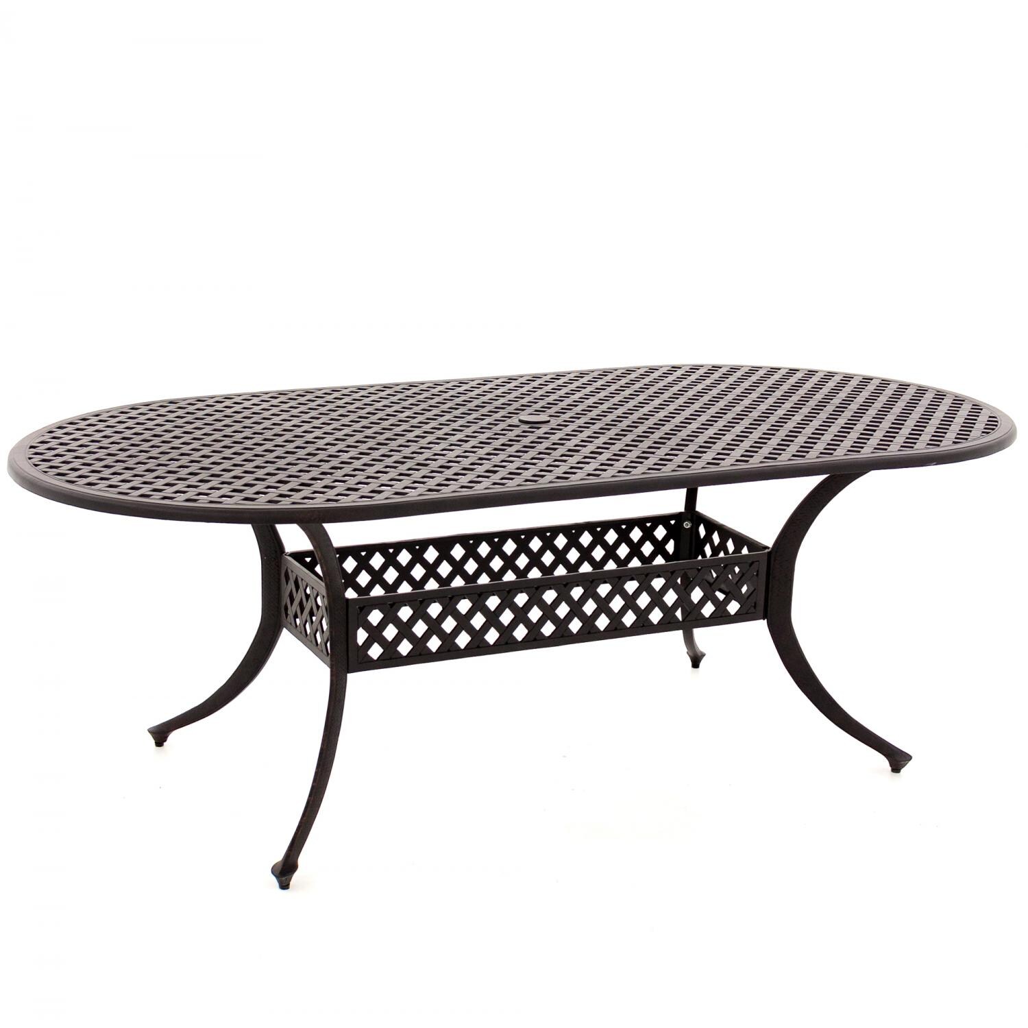 Evangeline 7 Piece Cast Aluminum Patio Dining Set With 2 Swivel Rockers