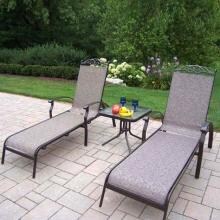 Oakland Living Cascade Sling 2-Person Patio Chaise Lounge Set - Coffee