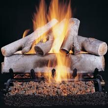 Rasmussen 24-Inch White Birch Gas Log Set With Vented Natural Gas LC Multi- Burner With Grate - Variable Flame Remote image