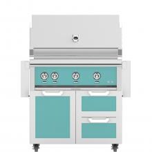 Hestan 36-Inch Freestanding Propane Gas Grill W/ Sear Burner & Rotisserie On Double Drawer & Door Tower Cart - Bora Bora - GMBR36-LP-TQ image