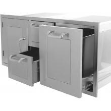 BBQ Guys Kingston Panel Series 42 Inch Door, Double Drawer & Roll-Out Trash Bin Combo