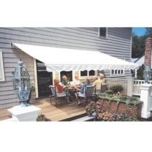 Sunsetter Pro Motorized Awning (12 Ft / Solid Cream) With Traditional Laminated Fabric With Right Mounted Motor And Wall Bracket