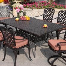 Del Mar 6-Person Cast Aluminum Patio Dining Set - Antique Bronze
