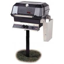 MHP JNR4DD Natural Gas Grill With Stainless Steel Shelves And Stainless Grids On In-Ground Post image