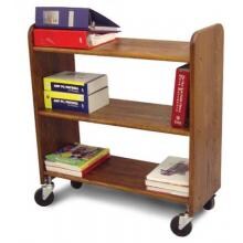 Library Book Truck Walnut Stain Birch - Flat Shelves image
