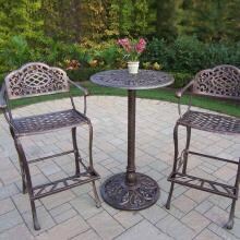Oakland Living Mississippi 3 Piece Cast Aluminum Patio Bar Height Set - Antique Bronze