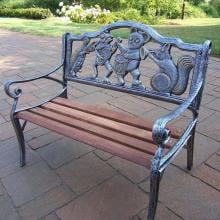 Oakland Living Animal Band Cast Iron Patio Kiddy Bench - Antique Pewter