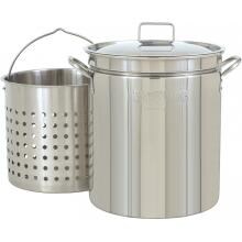 Bayou Classic Pots With Steam/Boil Basket 62 Quart Stainless Steel Stock Pot