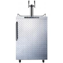 Summit 24-Inch 5.6 Cu. Ft. Outdoor Rated Double Tap Beer Dispenser / Kegerator - Diamond Plate Aluminum - SBC635MOSDPLTWIN image