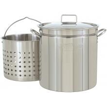 Bayou Classic Pots With Steam/Boil Basket 36 Quart Stainless Steel Stock Pot image