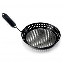 12-Inch Diameter Black Non-Stick BBQ Skillet Grill Basket With Removable Santoprene Handle image