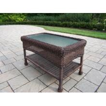 Oakland Living Resin Wicker Patio Coffee Table With Glass Top - Coffee