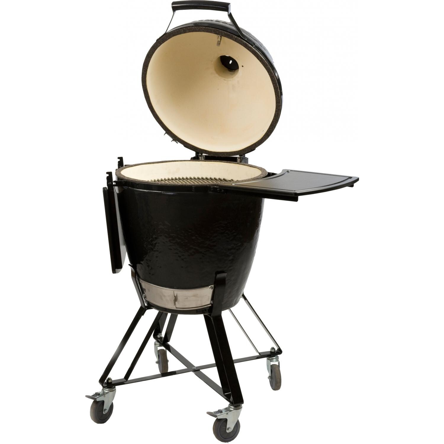 primo ceramic kamado charcoal smoker grill on cradle with side shelves large round bbq guys primo ceramic kamado charcoal smoker grill on cradle with side shelves large round bbq guys