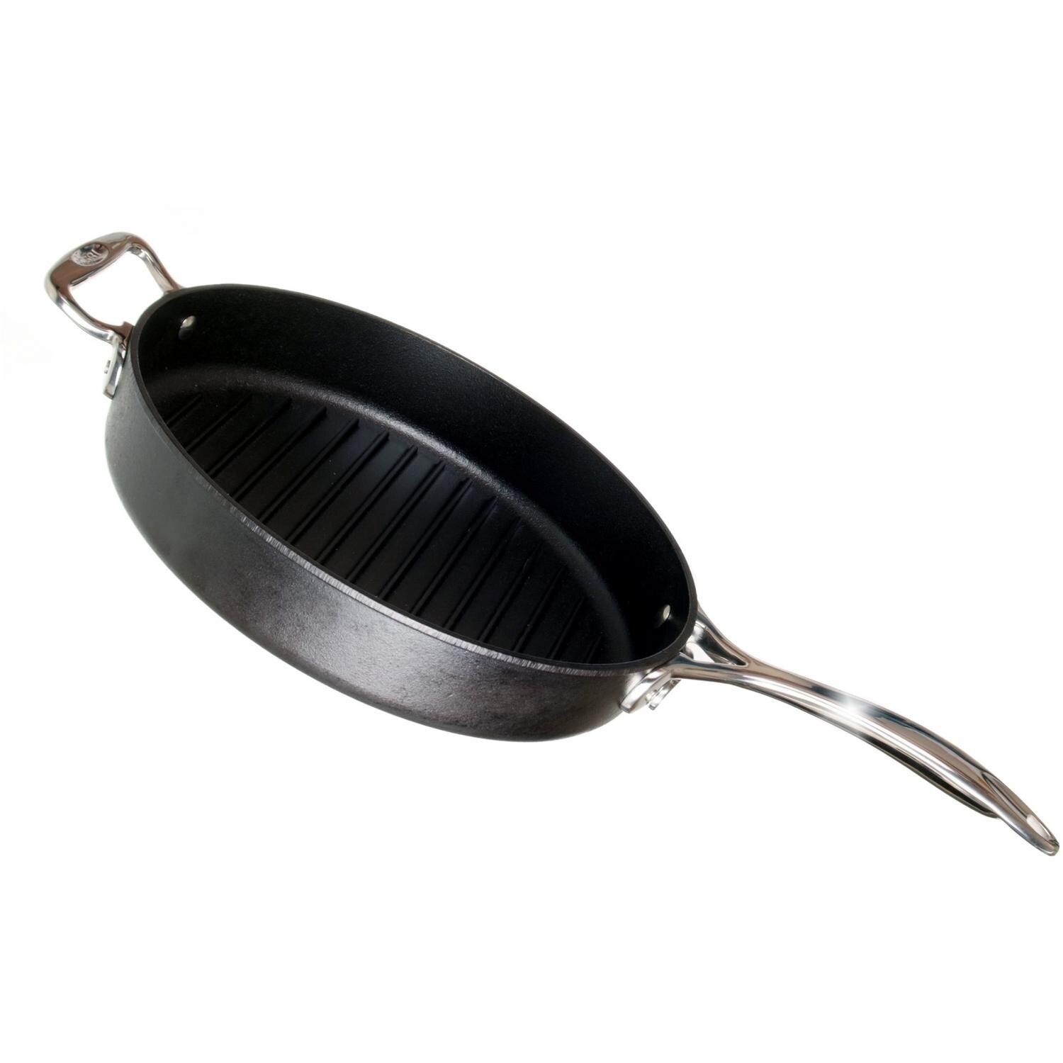 Lodge Pans 12 Inch Seasoned Signature Series Cast Iron Grill Pan