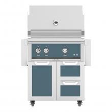 Hestan 30-Inch Freestanding Propane Gas Grill W/ All Infrared Burners & Rotisserie On Double Drawer & Door Tower Cart - Pacific Fog - GSBR30-LP-GG image