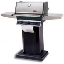 MHP Gas Grills THRG2 Hybrid Propane Gas Grill W/ SearMagic Grids On Black Patio Base