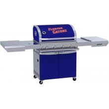 Grill With Side Shelves Extended And Front Shelf Flipped Down Exposing Concealed Control Panel