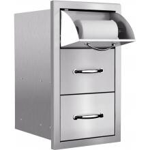 Summerset 15-Inch Stainless Steel Masonry Double Access Drawer With Paper Towel Holder - SSTDC-M image