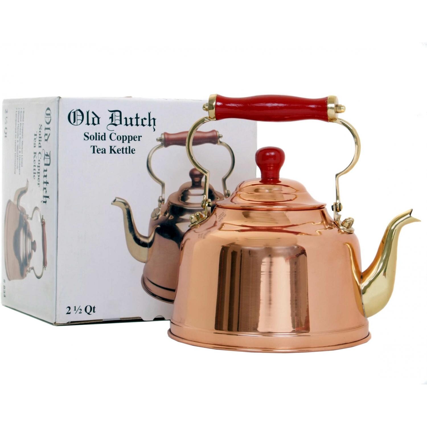 Old Dutch Copper And Brass Tea Kettle With Wooden Handle BBQ Guys