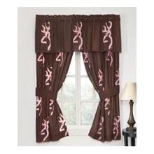 Browning Buckmark Pink Window Curtain Pair