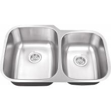 Platinum Sinks 32 X 20 18-Gauge 60/40 Offset Double Bowl Stainless Steel Undermount Sink image