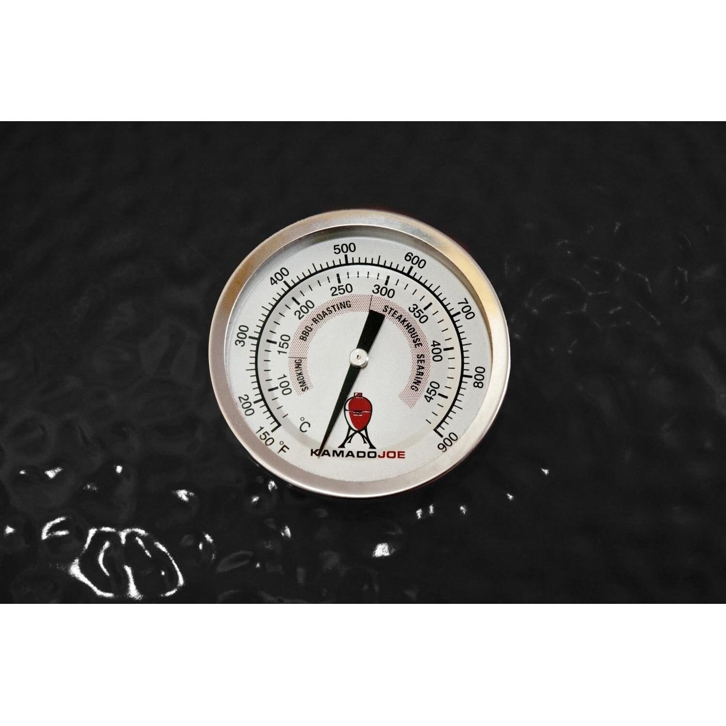 Kamado Joe Classic Ceramic Grill With Stainless Bands On Eucalyptus