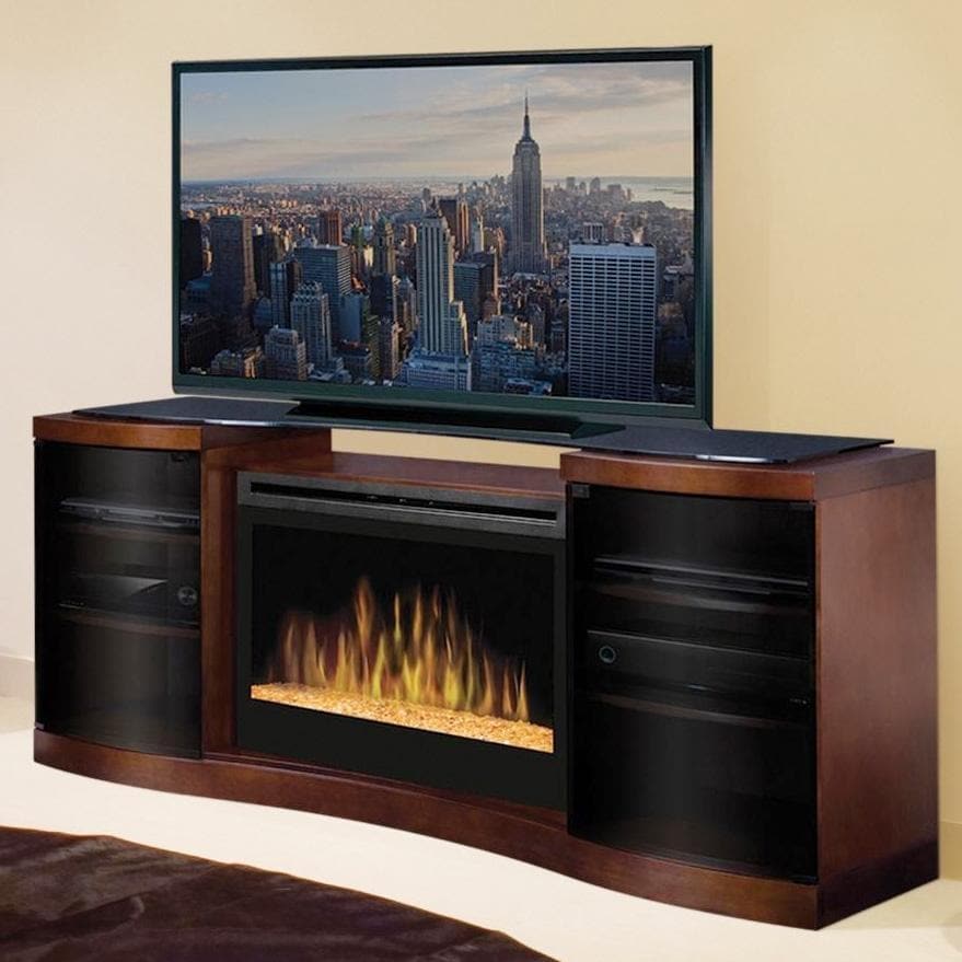 Dimplex Acton 72Inch Electric Fireplace Media Console Glass Embers Walnut GDS33G1246WAL