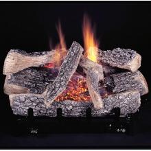 Rasmussen 24 Inch Chillbuster Gas Log Set With Vent Free Natural Gas Evening Embers Triple Burner - Variable Flame Remote