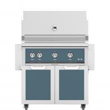 Hestan 36-Inch Freestanding Natural Gas Grill W/ All Infrared Burners & Rotisserie On Double Door Tower Cart - Pacific Fog - GSBR36-NG-GG image