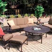 Darlee Ten Star 6-Person Cast Aluminum Deep Seating Patio Conversation Set With Ice Bucket Insert - Antique Bronze