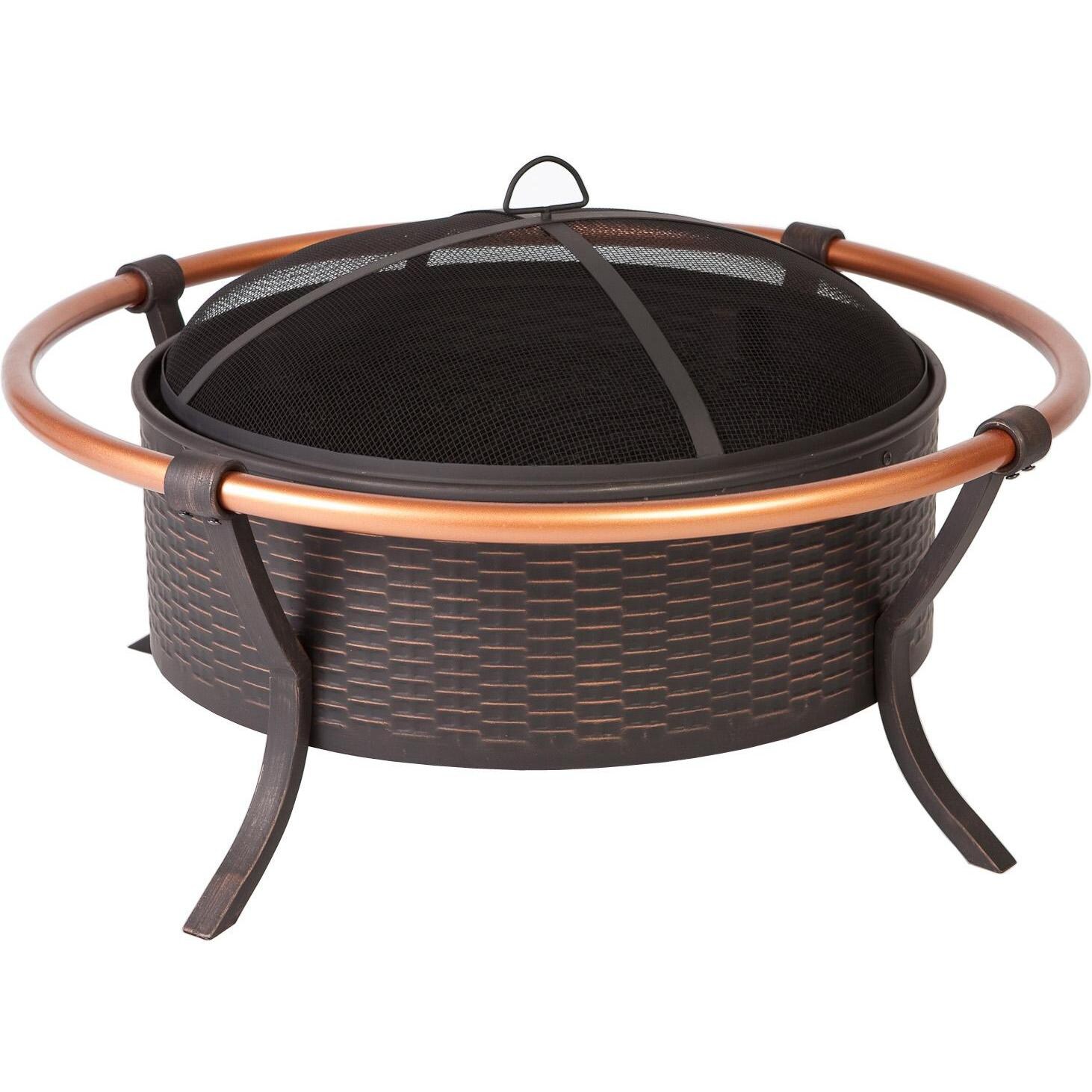 Fire Sense 37Inch Copper Rail Outdoor Fire Pit Antique Bronze Ultimate Patio