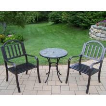 Oakland Living Stone Art Rochester 2-Person Cast Aluminum Patio Bistro Set - Coffee