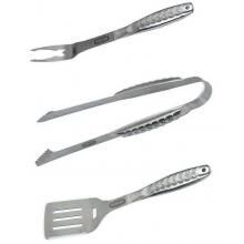 Man-Law 3-Piece Stainless Steel BBQ Tool Set With Diamond Plate Handles And Bottle Opener image