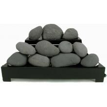 Rasmussen 24-Inch Dark Gray ALTERNA FireStone Set With Vent Free Natural Gas Black Chassis Burner - Manual Safety Pilot image