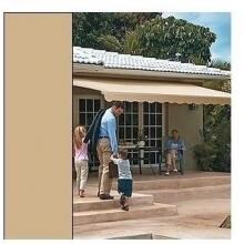 Sunsetter Pro Motorized Awning (16 Ft / Solid Sand) With Traditional Laminated Fabric With Right Mounted Motor And Soffit Bracket