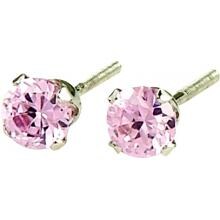 Elegant Baby Infant Pink Cubic Zirconium Sterling Silver Stub Earrings image