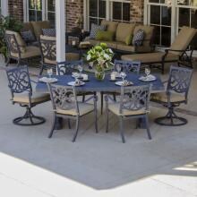 Camellia 7-Piece Cast Aluminum Patio Dining Set With Cast Aluminum Table