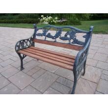 Oakland Living Frog Cast Iron And Wood Patio Kiddy Bench - Verdi Grey