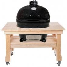 Primo Ceramic Charcoal Smoker Grill On Compact Cypress Table - Oval Large