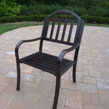 Oakland Living Rochester Iron Patio Dining Arm Chair - Hammer Tone Bronze