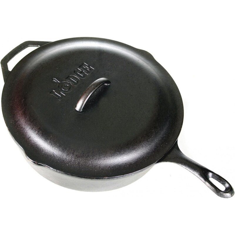 Lodge Seasoned Cast Iron Chicken Fryer W/ Cover 5 Quart BBQ Guys