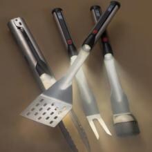 4-Piece Stainless Steel BBQ Tool Set With LED Lights & Apron image