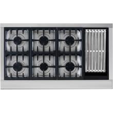 DCS Professional 48-Inch 6-Burner Propane Gas Cooktop With Grill By Fisher Paykel - CPU486GLL DCS Professional 48-Inch 6-Burner Propane Gas Cooktop With Grill By Fisher Paykel - CPU486GLL