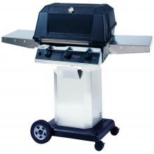MHP WHRG4DD Freestanding Hybrid Propane Gas Grill W/ SearMagic Grids On Stainless Cart image