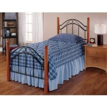 Hillsdale Winsloh Black And Medium Oak Metal And Wood Post Bed Set With Frame - Twin - 164BTWR image
